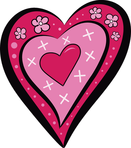 hand-drawn pink heart with flower adornments on transparent background - Download Free Stock Videos Pikwizard.com