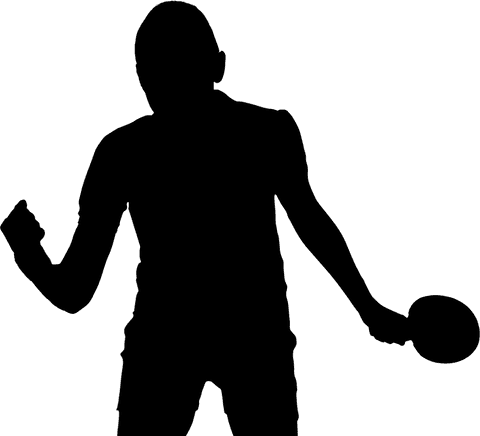 Silhouette male table tennis player transparent pose