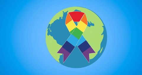 Globe with Rainbow Ribbon for Pride Celebrations - Download Free Stock Images Pikwizard.com