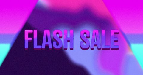 Neon flash sale advertisement with vibrant triangles and bold text