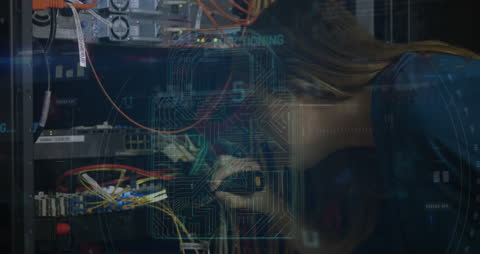 Female IT Technician in Dynamic Data Processing Environment