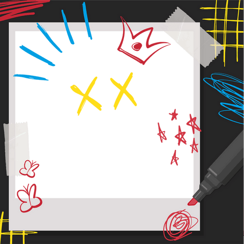 decorative polaroid frame with colorful sketches on transparent surface - Download Free Stock Videos Pikwizard.com