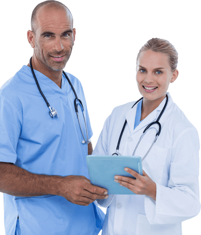 Transparent Background Medical Team with Digital Tablet Smiling - Download Free Stock Videos Pikwizard.com