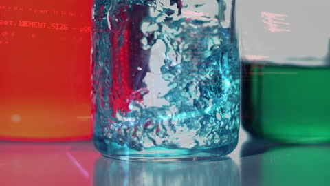 Abstract Science Concept with Beakers and DNA Data Visuals