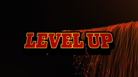 Stylized Level Up Text with Digital Flares