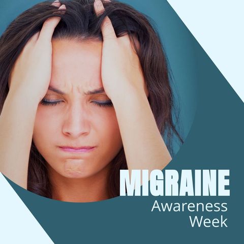migraine awareness campaign with distressed woman - Download Free Stock Templates Pikwizard.com