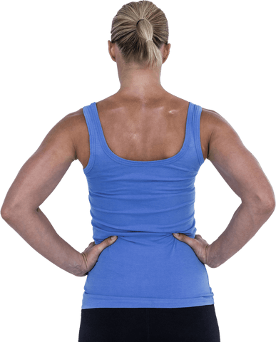 transparent back view of muscular woman in blue tank top - Download Free Stock Videos Pikwizard.com