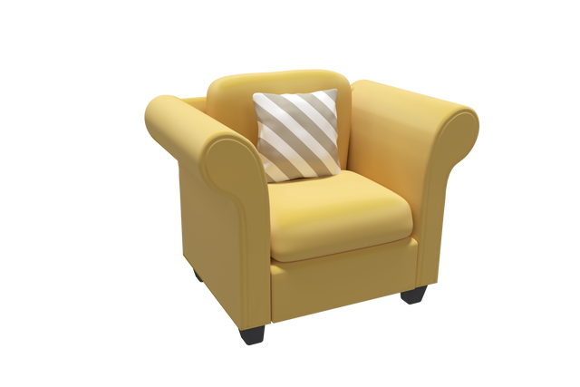 Yellow Armchair with Striped Pillow on Transparent Background - Download Free Stock Videos Pikwizard.com