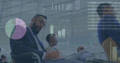Business team analyzing data during conference