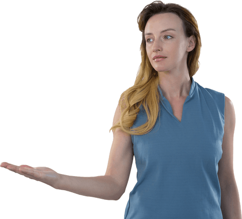 Businesswoman Gesturing with Hand Out on Transparent Background - Download Free Stock Videos Pikwizard.com