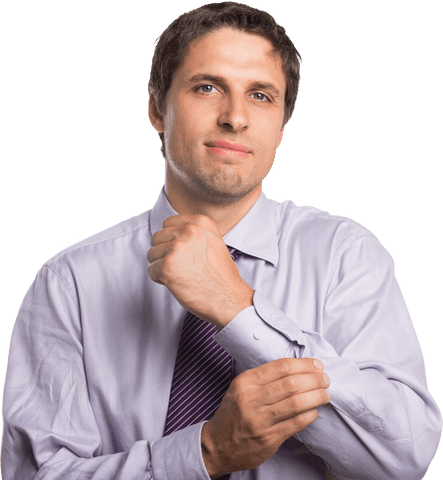 confident businessman adjusting shirt sleeves transparent background - Download Free Stock Videos Pikwizard.com