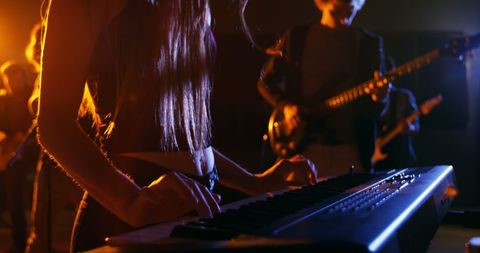 Band Jamming with Electric Piano in Recording Studio - Download Free Stock Images Pikwizard.com