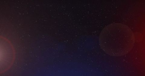 Deep Starfield with Red Lens Flare and Blue Horizon Tint for Cosmic Backgrounds