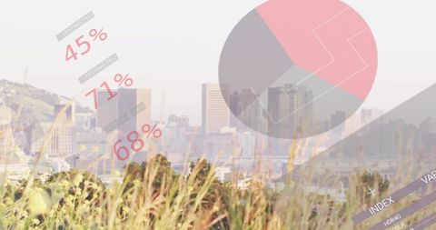 Infographic Overlay Cityscape Illustrating Business Reports and Growth