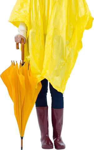 low section of woman in yellow transparent raincoat holding umbrella - Download Free Stock Videos Pikwizard.com