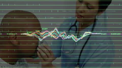 Doctor Examining Jaw with Digital Data Overlay for TMJ Diagnosis