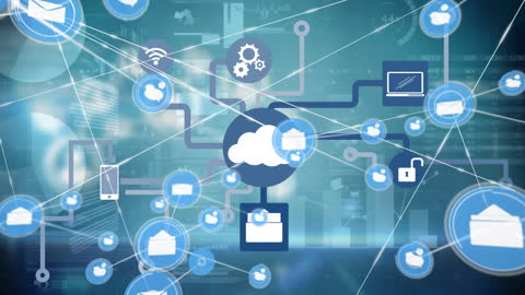 Digital Network Icons with Cloud Computing Background