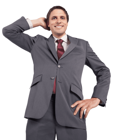 Confident Caucasian Man in Business Suit on Transparent Background