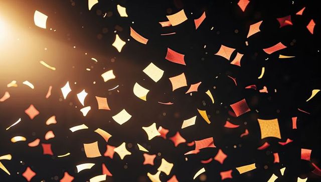 Abstract Floating Red Square Star Confetti Bright Highlight