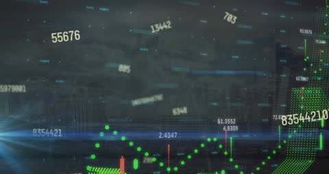 Abstract Financial Data Visual Flow with Numbers and Graphs