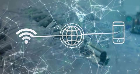 Medical iot network with wi-fi globe and smartphone connection overlay
