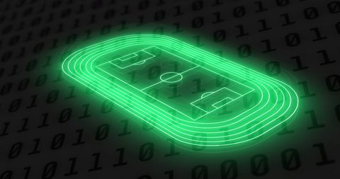 neon stadium hologram with binary code overlay - Download Free Stock Images Pikwizard.com
