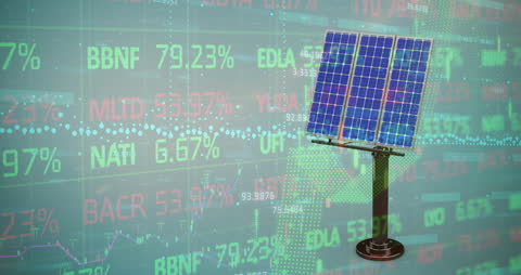 Solar Panel Overlapping Financial Data Conceptual Boarding