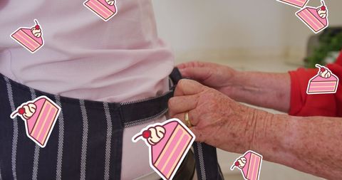 Senior Woman Tying Apron Ready for Baking
