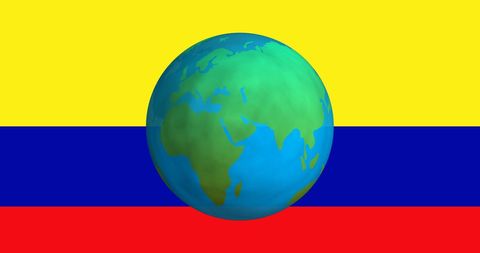 Spinning Globe on Colombia Flag Symbolizing Global Connection - Download Free Stock Images Pikwizard.com