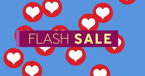 Bright Flash Sale Design with Red Heart Icons - Download Free Stock Images Pikwizard.com