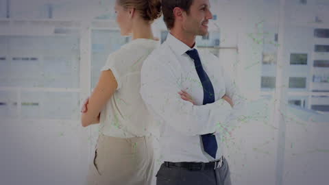 Business Colleagues in Office with Digital Interface Animation