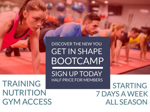 intense gym bootcamp offer with motivated group workout session - Download Free Stock Templates Pikwizard.com