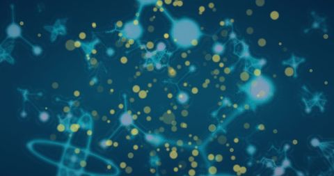 Abstract Molecular Structures and Lights on Blue Background - Download Free Stock Images Pikwizard.com