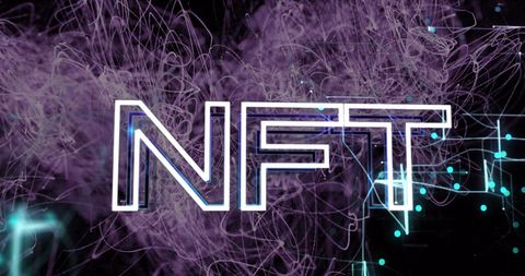 illuminated nft text with abstract energy trails - Download Free Stock Images Pikwizard.com
