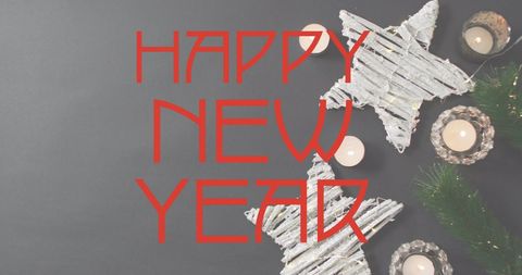 Festive New Year Greetings with Rustic Stars and Candles