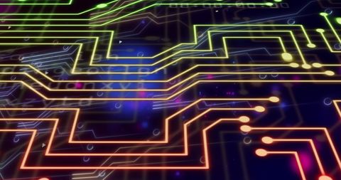 Colorful Circuit Board Connections on Digital Background - Download Free Stock Images Pikwizard.com