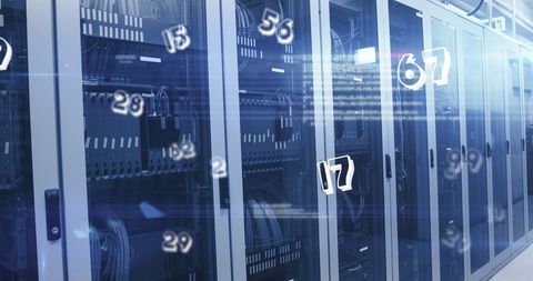 Futuristic Data Center with Digital Numeric Overlay - Download Free Stock Images Pikwizard.com