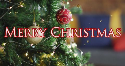 Merry Christmas Banner with Festive Decorated Tree - Download Free Stock Images Pikwizard.com