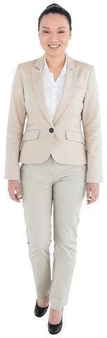 Transparent Businesswoman Walking Confident and Professional