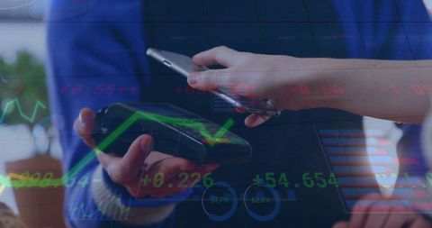 Digital Payment via Smartphone with Financial Overlay - Download Free Stock Images Pikwizard.com