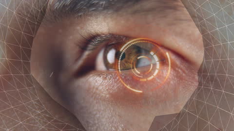 Close-Up of Eye with Futuristic Technology Interface