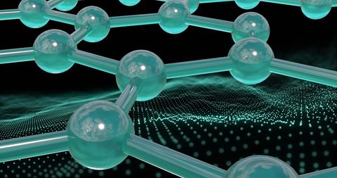 3d molecule network on digital mesh background