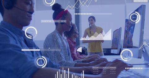 Diverse Team Processing Financial Data With Digital Interfaces