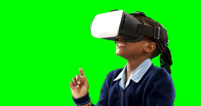 Child Using Virtual Reality Headset on Green Screen Background - Download Free Stock Images Pikwizard.com