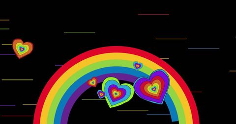 Vibrant Rainbow Hearts on Black Background for LGBTQ Pride - Download Free Stock Images Pikwizard.com