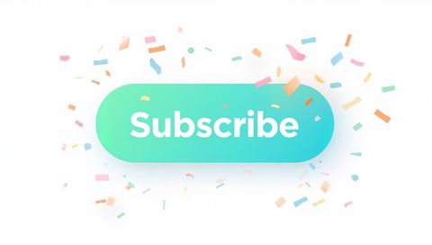 Rounded gradient Subscribe button with confetti celebrating sign-up engagement and CTA