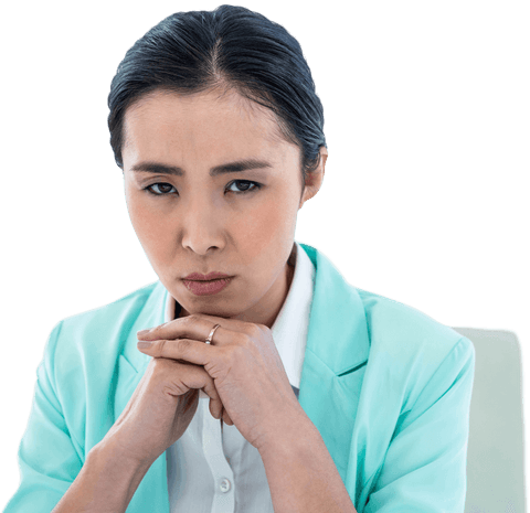 Transparent Focused Businesswoman in Mint Green Blazer