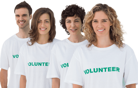 Group of Smiling Volunteers in Transparent Background
