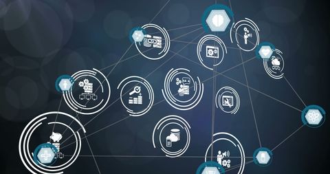 global network of digital icons with light effects - Download Free Stock Images Pikwizard.com