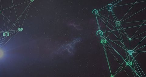 Futuristic Digital Network Web Against Starry Night Sky - Download Free Stock Images Pikwizard.com